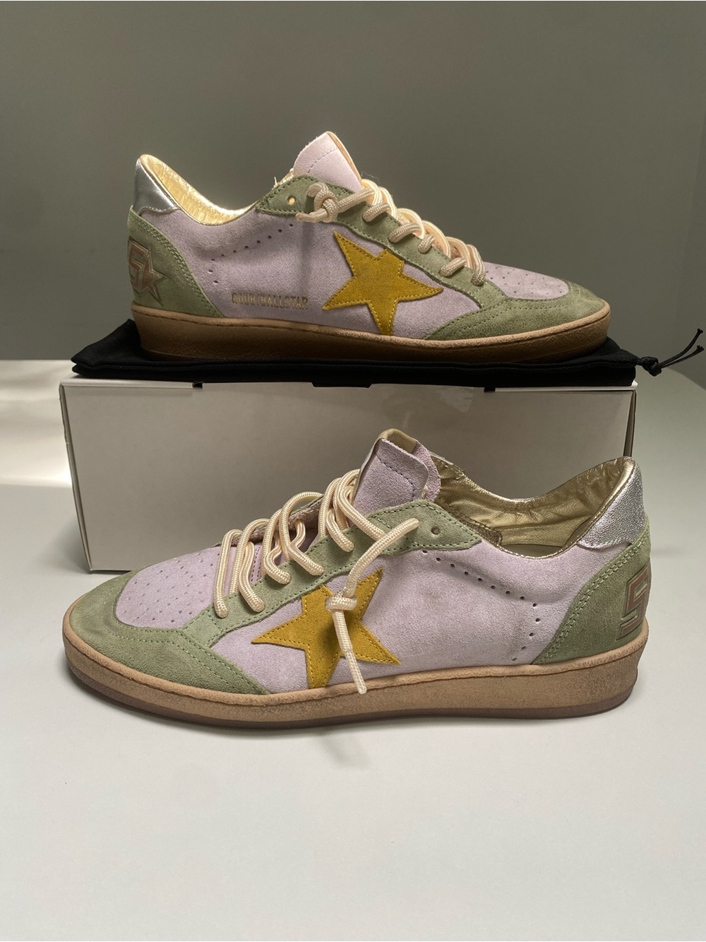 Golden Goose Ball Star Sneaker Lilac Suede/ Sage/Honey/Silver sz 39 New in Box - Picture 4 of 13